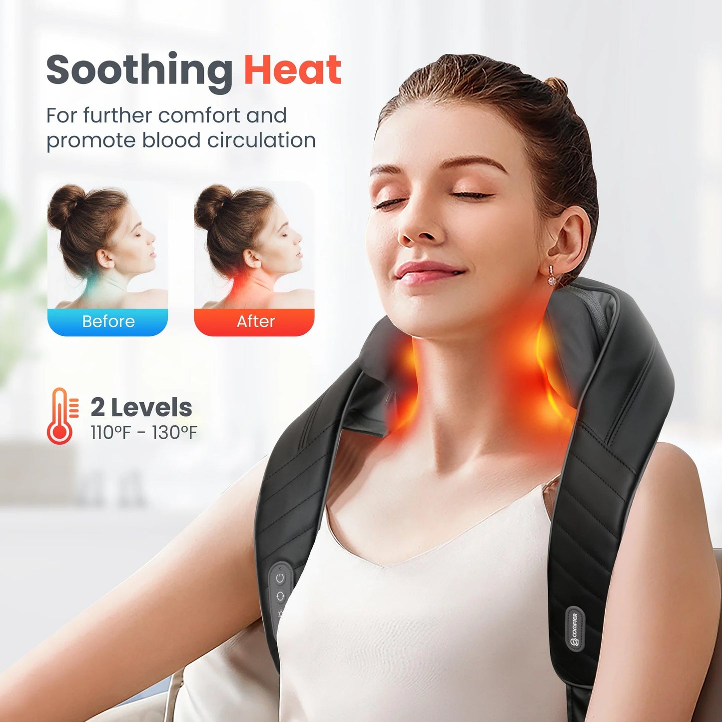 Upgrade Cordless Neck Massager with Heat, Pain Relief