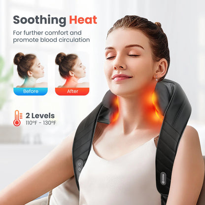 Upgrade Cordless Neck Massager with Heat, Pain Relief