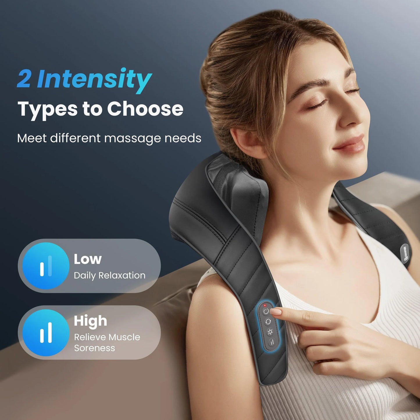 Upgrade Cordless Neck Massager with Heat, Pain Relief