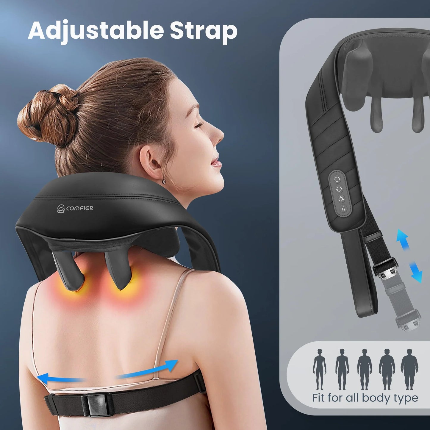 Upgrade Cordless Neck Massager with Heat, Pain Relief